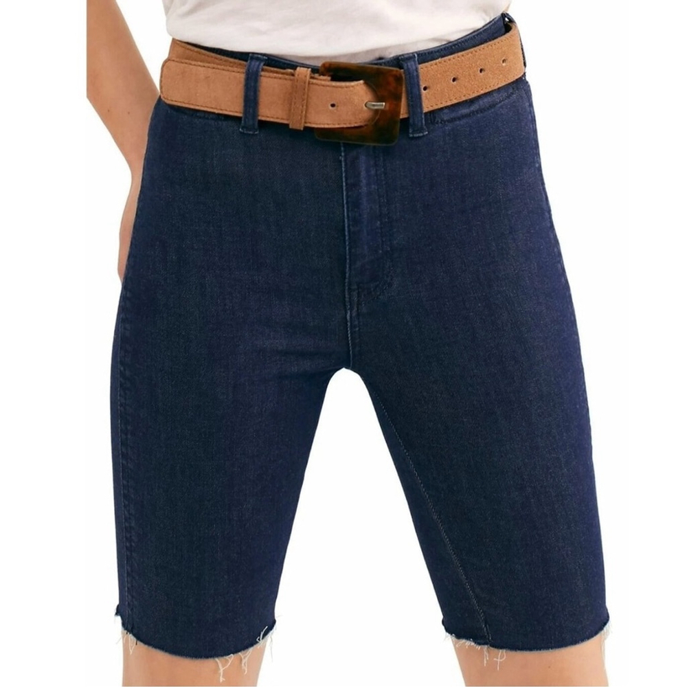 Free People We The Free Cobalt Blue So Chic Denim Shorts NWOT Size 24